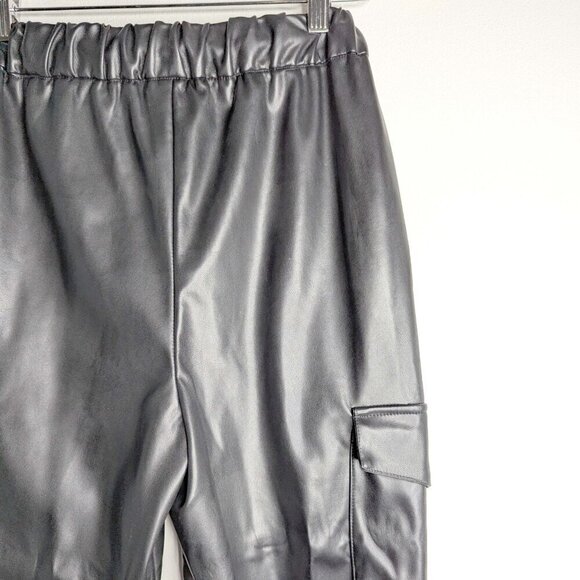 Lovers + Friends Faux Leather Jogger Pants Elastic Waist Capsule Wardrobe - Picture 12 of 15